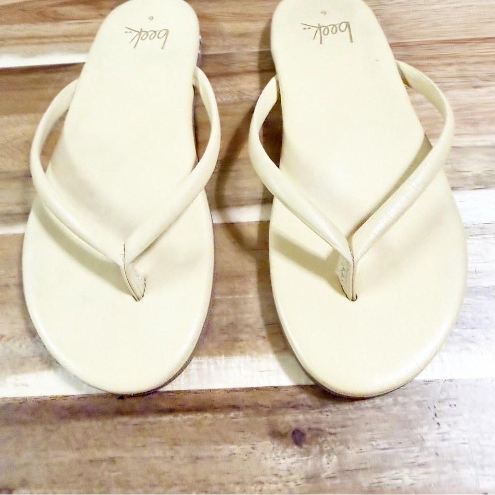 Beek Sunbeam Flip Flop Leather Flat Thong Sandals in Glow Pale Yellow size 6 - Picture 9 of 14